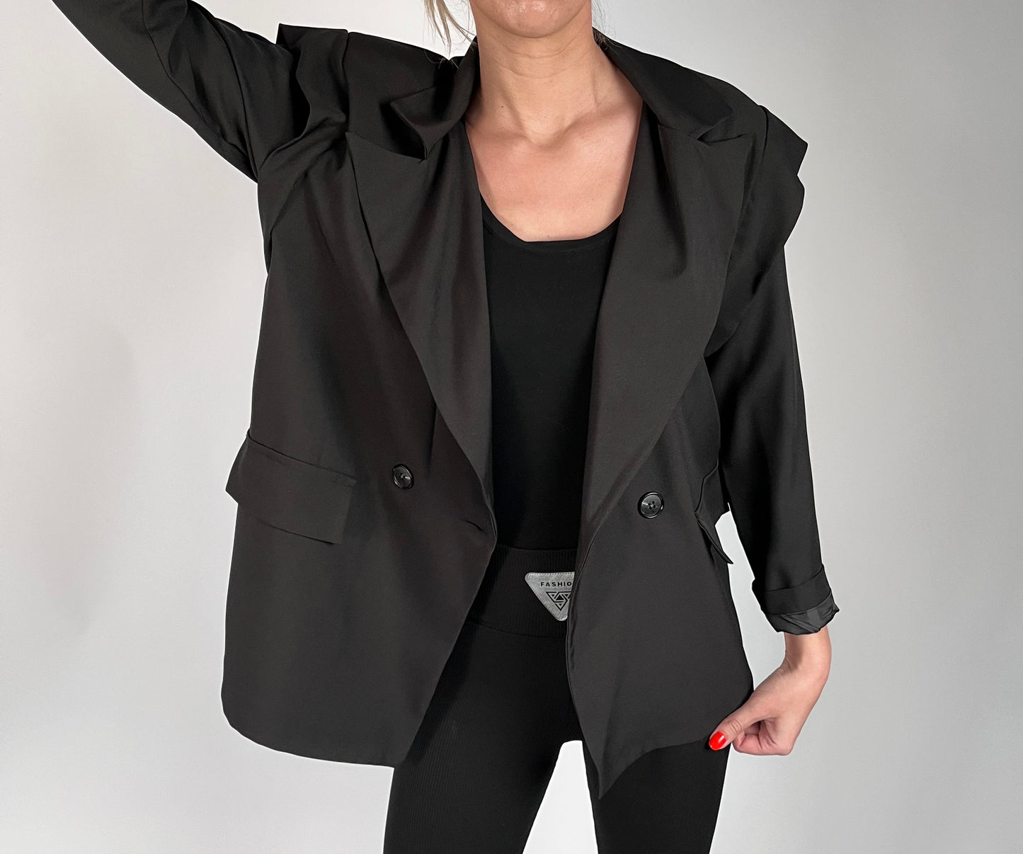 Nyka Oversized Blazer Jacket-Black