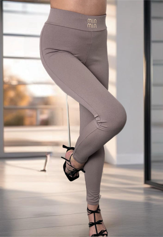 Ladies high waist leggins.One size. Colour: mocca